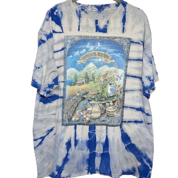 Gnome brew vintage tie dye hraphic print tee garden gnomes unique anvil XL - Picture 1 of 6